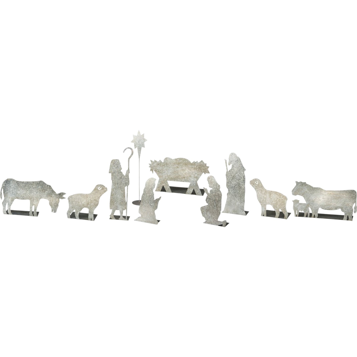 Galvanized Metal Nativity Scene 10 Pieces (PbK1)