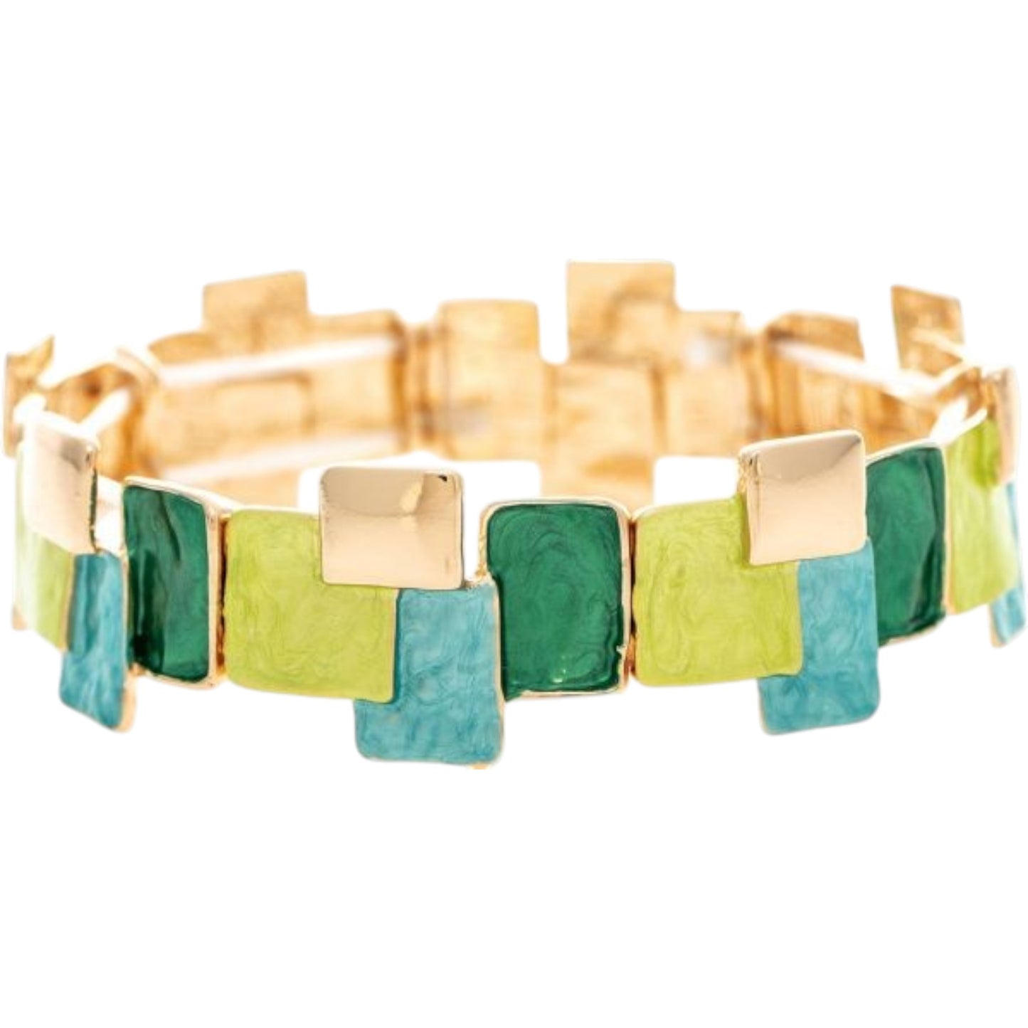 Coastal Greens Layered Blocks Bracelet (RJC)
