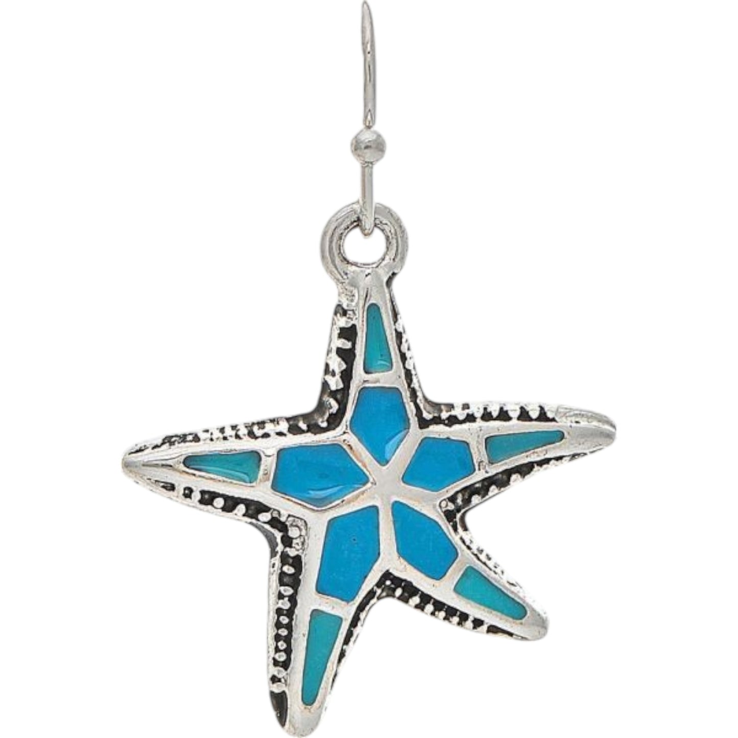 Blue Inlay Starfish Earrings (RJC)