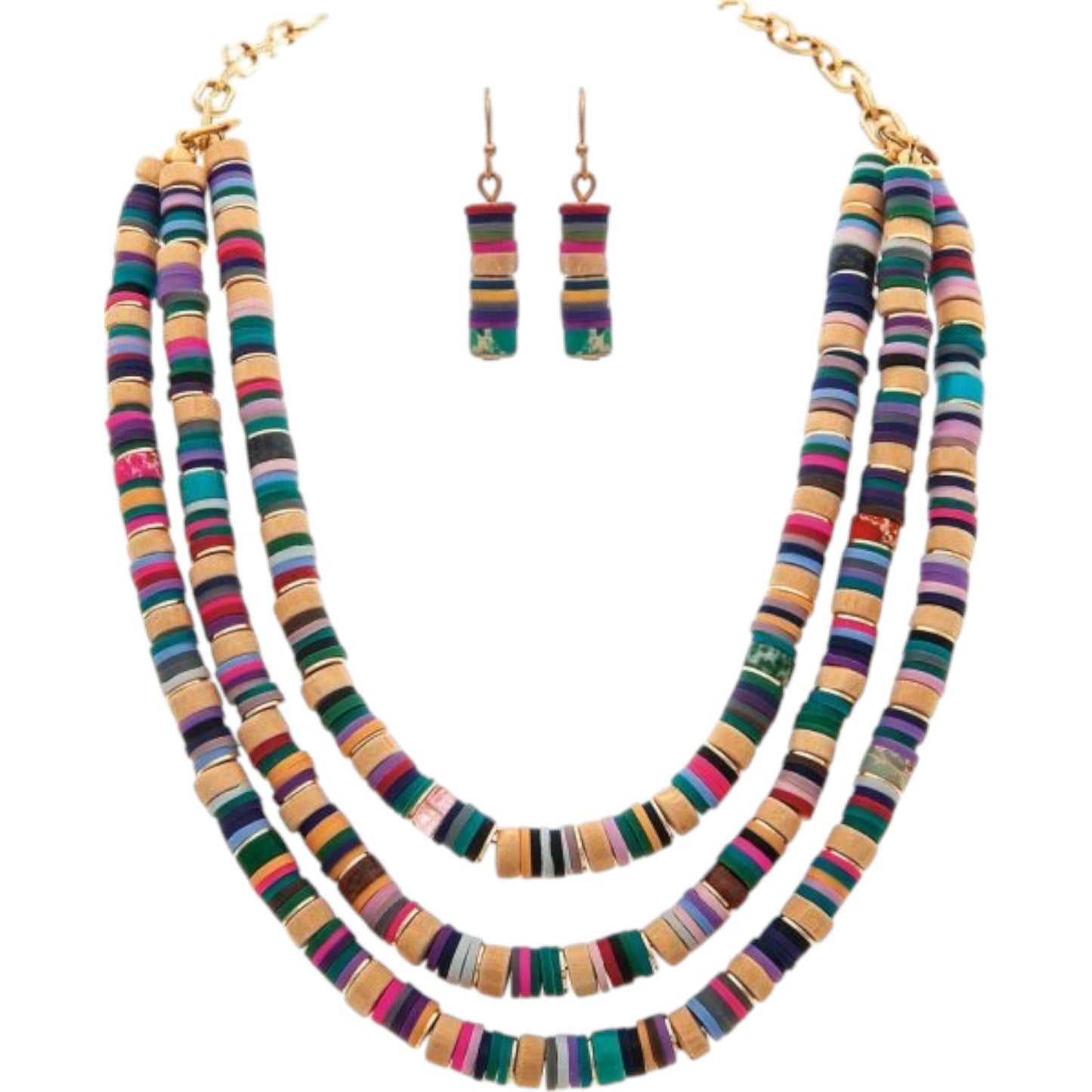 Gold w/ Rubber Discs Necklace Set (RJC)