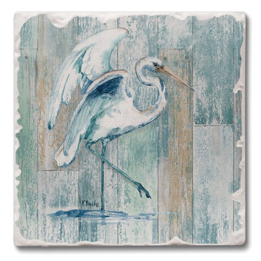 Muted Watercolor - Egret Absorbent Coaster (CGL)