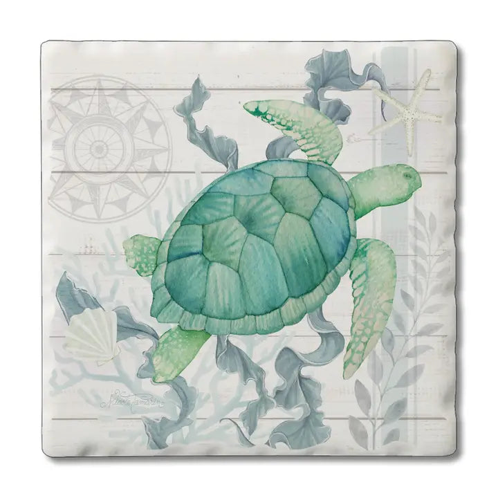 Green Turtle Absorbent Coaster (CGL)