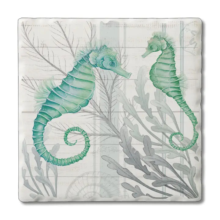 Green Seahorses Absorbent Coaster (CGL)