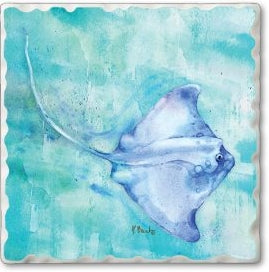 Coastal Watercolor -  Stingray Absorbent Coaster (CGL)