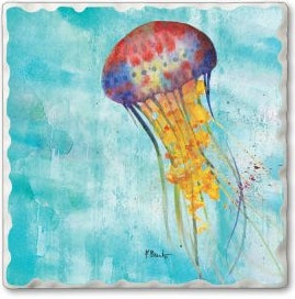 Coastal Watercolor -  Jellyfish Absorbent Coaster (CGL)