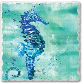 Coastal Watercolor -  Seahorse Absorbent Coaster (CGL)