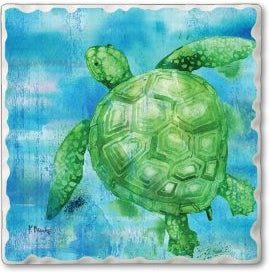 Coastal Watercolor -  Sea Turtle Absorbent Coaster (CGL)