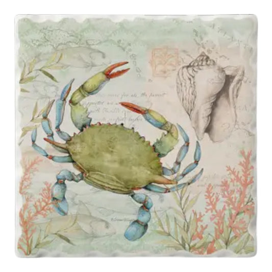 Muted Sea Life - Blue Crab Absorbent Coaster (CGL)