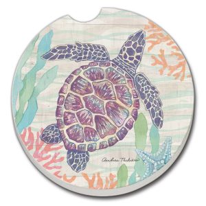 Purple Sea Turtle Absorbent Car Coaster (CGL)