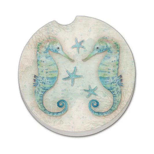 Twin Seahorses Absorbent Car Coaster (CGL)