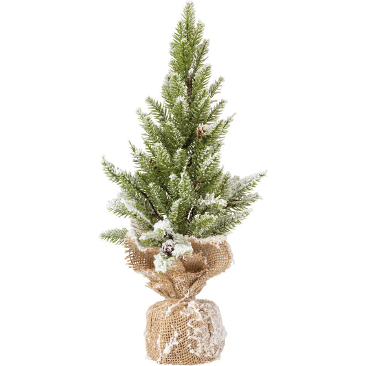 Faux Decorated Christmas Tree w/ Snow 18" (PbK1)