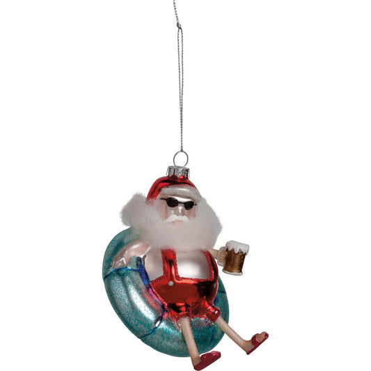 Santa on Float Drinking Glass Ornament (PbK1)