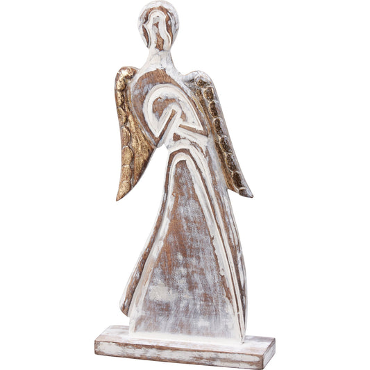 Whitewashed Carved Angel Tree (PbK1)