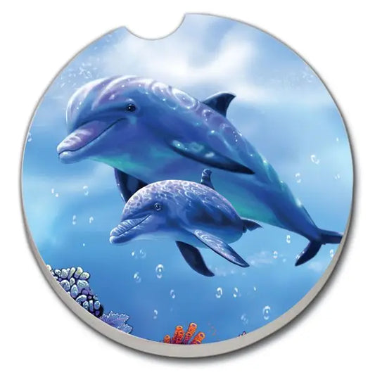 Dolphin Pair Absorbent Car Coaster (CGL)