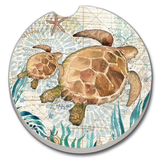 Mother & Baby Sea Turtle Absorbent Car Coaster (CGL)