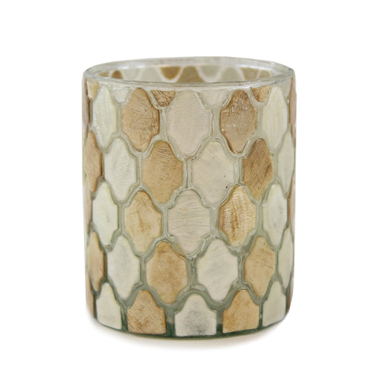 Glass Votive w/ Fish Scale Capiz 3" (B2CS)