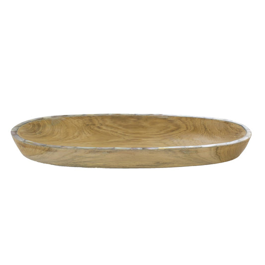 Oval Wood Bowl w/ Capiz Rim 12" (B2CS)