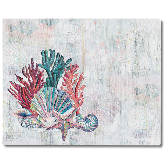 Shells/Coral Glass Cutting Board 12x15 (CGL)