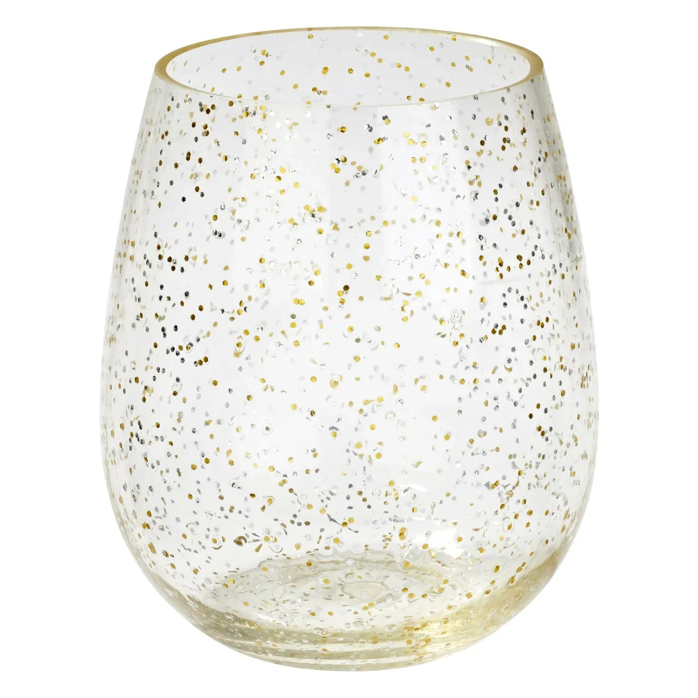 Silver/Gold Glitter Acrylic Stemless Wine Glass 19oz (MII)