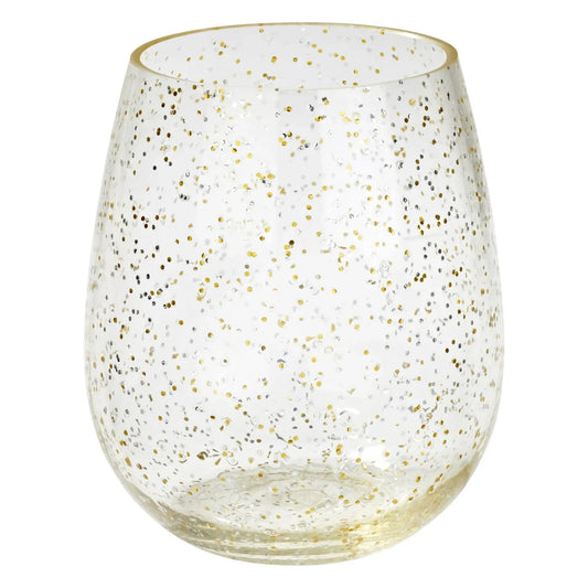 Silver/Gold Glitter Acrylic Stemless Wine Glass 19oz (MII)