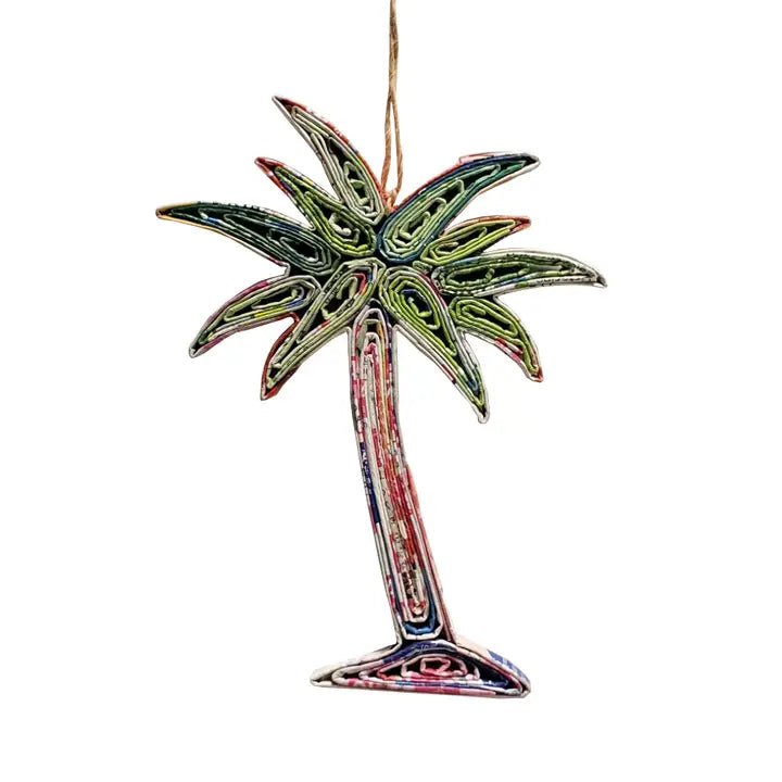 Small Palm Tree Ornament Handmade from Recyled Magazines (TUPC)