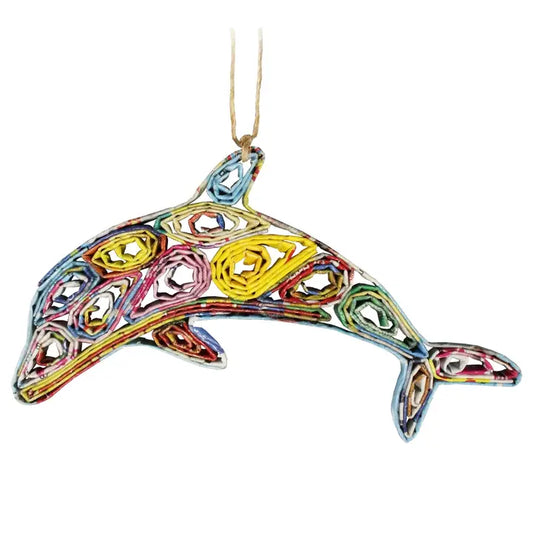 Dolphin Ornament Handmade from Recyled Magazines (TUPC)