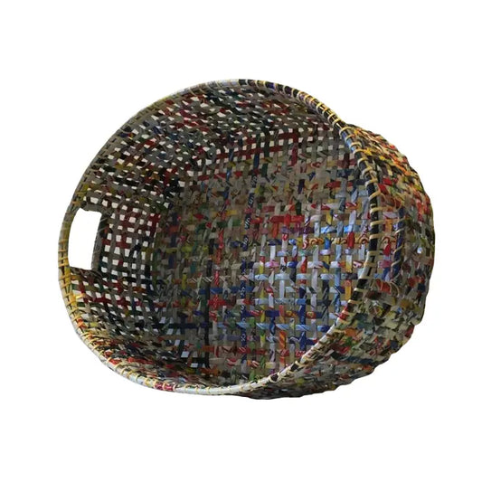 Oval Basket 14.5x18.5x7 Handmade from Recyled Magazines (TUPC)