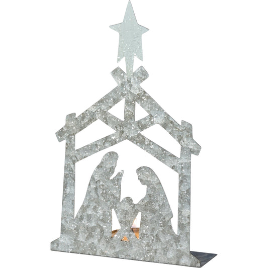 Galvanized Metal Manger Scene SB (PbK1)