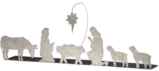 Galvanized Metal Nativity Scene 24" (PbK1)