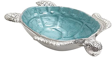 Aluminum Enamel Sea Turtle 8" Green Tray