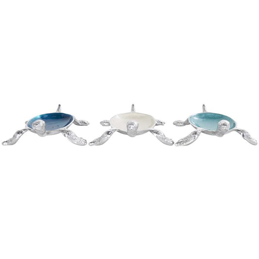 Aluminum Enamel Sea Turtle 10" Blue Tray