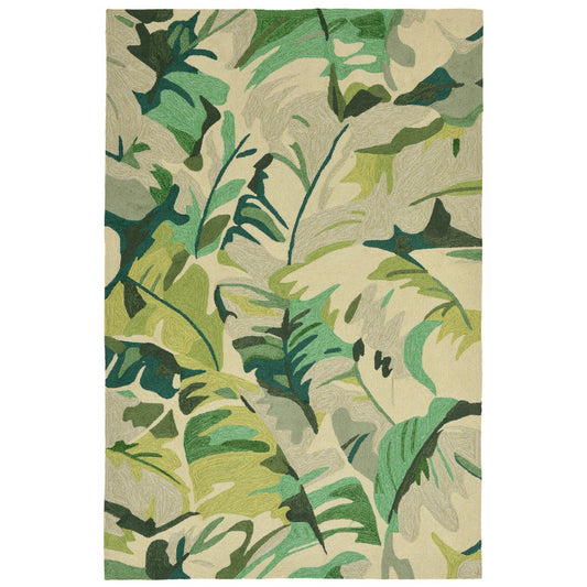 Green Palm Leaf 24x36 Indoor Outdoor Rug (TOI)