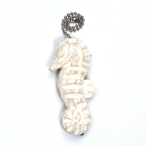 White Washed Seahorse Wood Fan Pull (TID1)