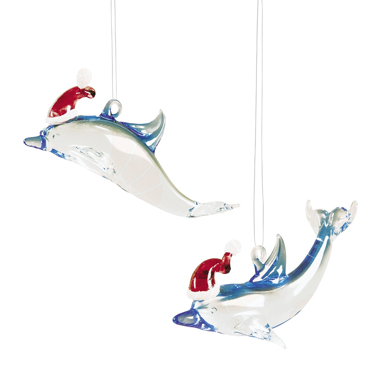 Glass Dolphin With Santa Hat (Various) Ornament (GII)