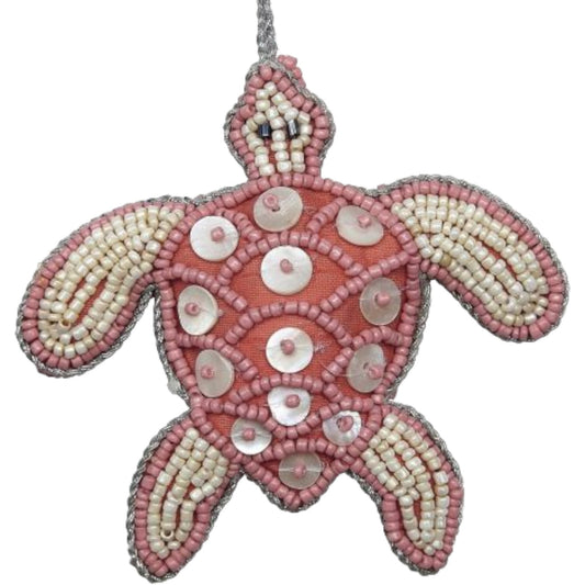 Turtle Coral Beaded & Mother of Pearl Ornament (HSS)