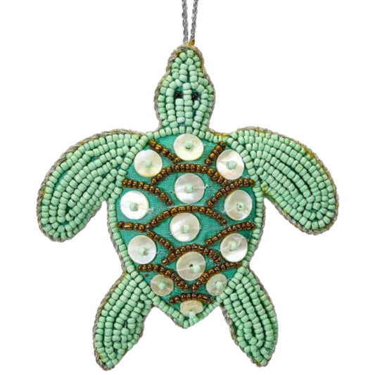 Turtle Mint Beaded & Mother of Pearl Ornament (HSS)