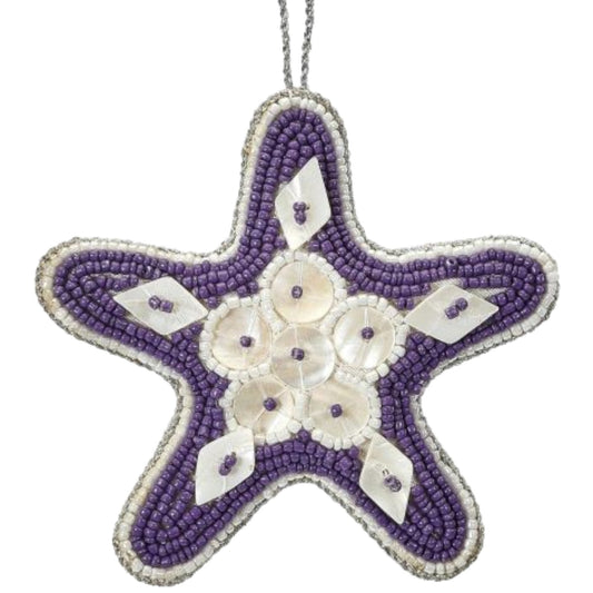 Starfish Purple Beaded & Mother of Pearl Ornament (HSS)