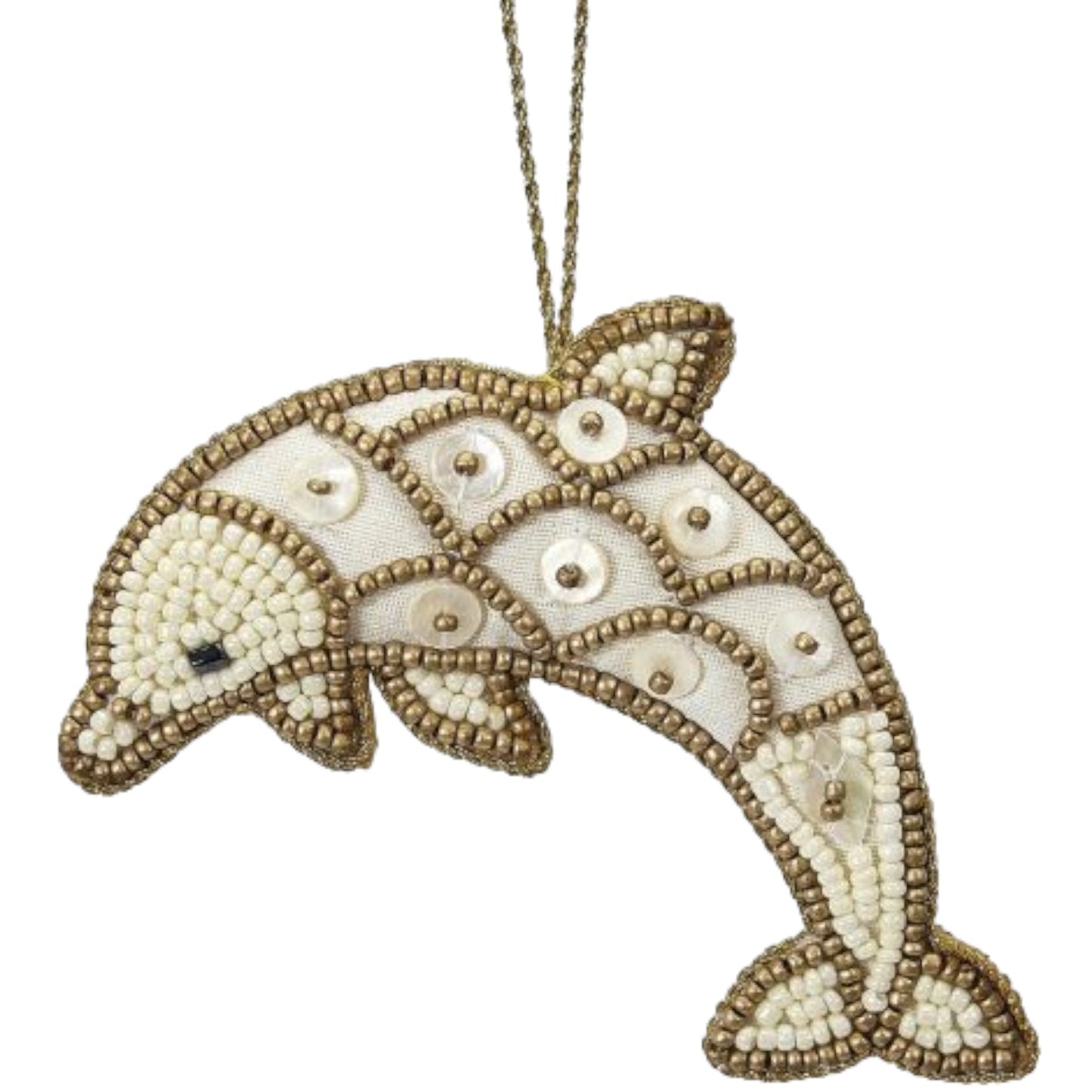 Dolphin Gold Beaded & Mother of Pearl Ornament (HSS)