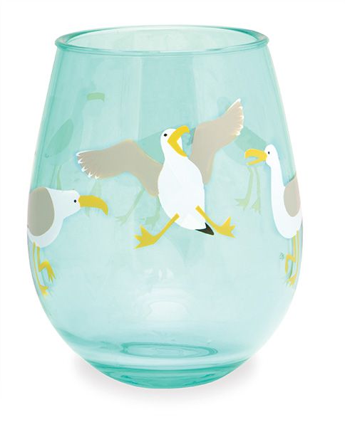 Sea Gulls w/ Port Aransas Acrylic Wine Glass (CSI)