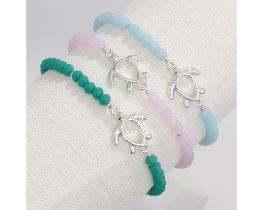 Turtle Cuttout w/ Beads (various colors) Bracelet (PBB)