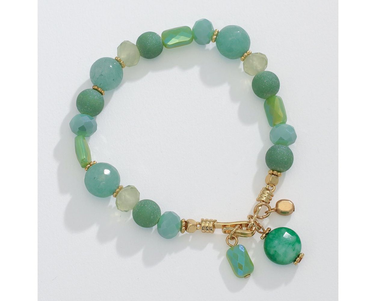 Green Beads w/ Gold Accenets Bracelet (PBB)