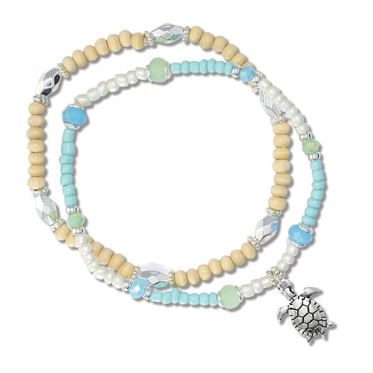 Layered Beads w/ Sea Turtle Bracelet (PBB)