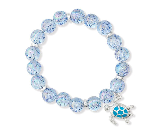 Speckled Blue Beads w/ Turtle Bracelet (PBB)