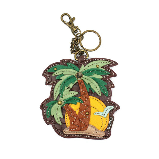 Palm Tree Coin or Key Fob Purse 5"x5" (CHB)