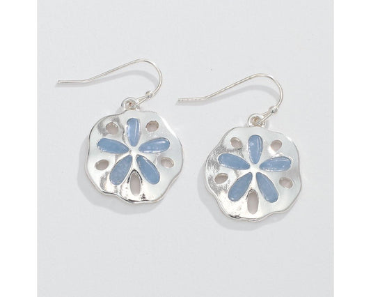 Sand Dollar w/ Soft Blue Inlay Earrings (PBB)