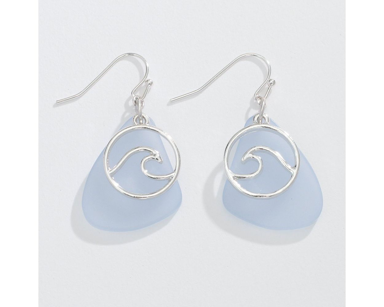 Silver Wave w/ Sea Glass Accent Earrings (PBB)