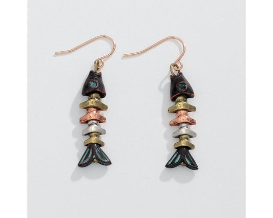 Tri-Tone Fish Bones Earrings (PBB)