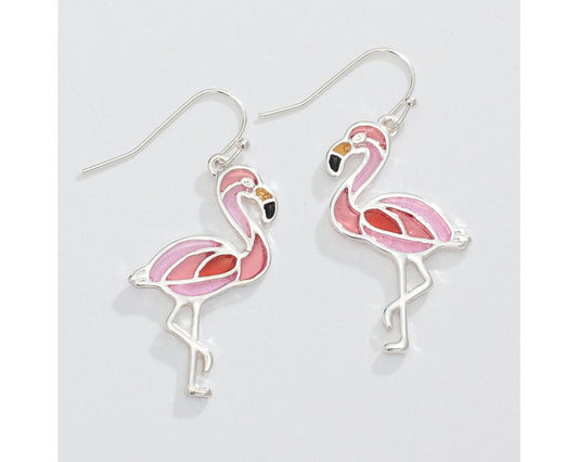 Flamingo w/ Faux Stained Glass Earrings (PBB)