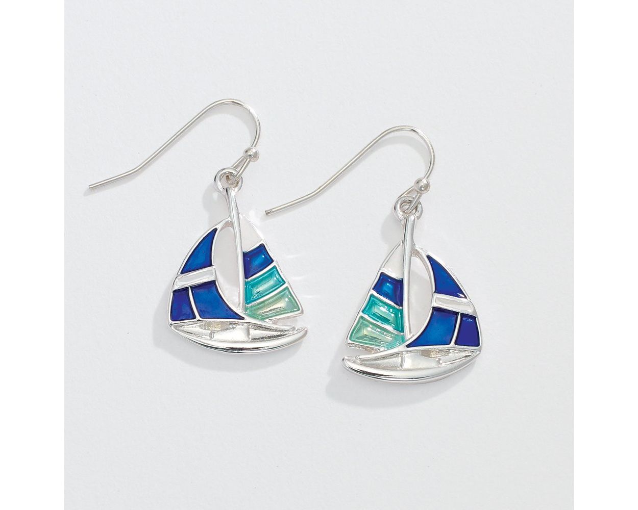 Blue Enamel Sailboat Earrings (PBB)