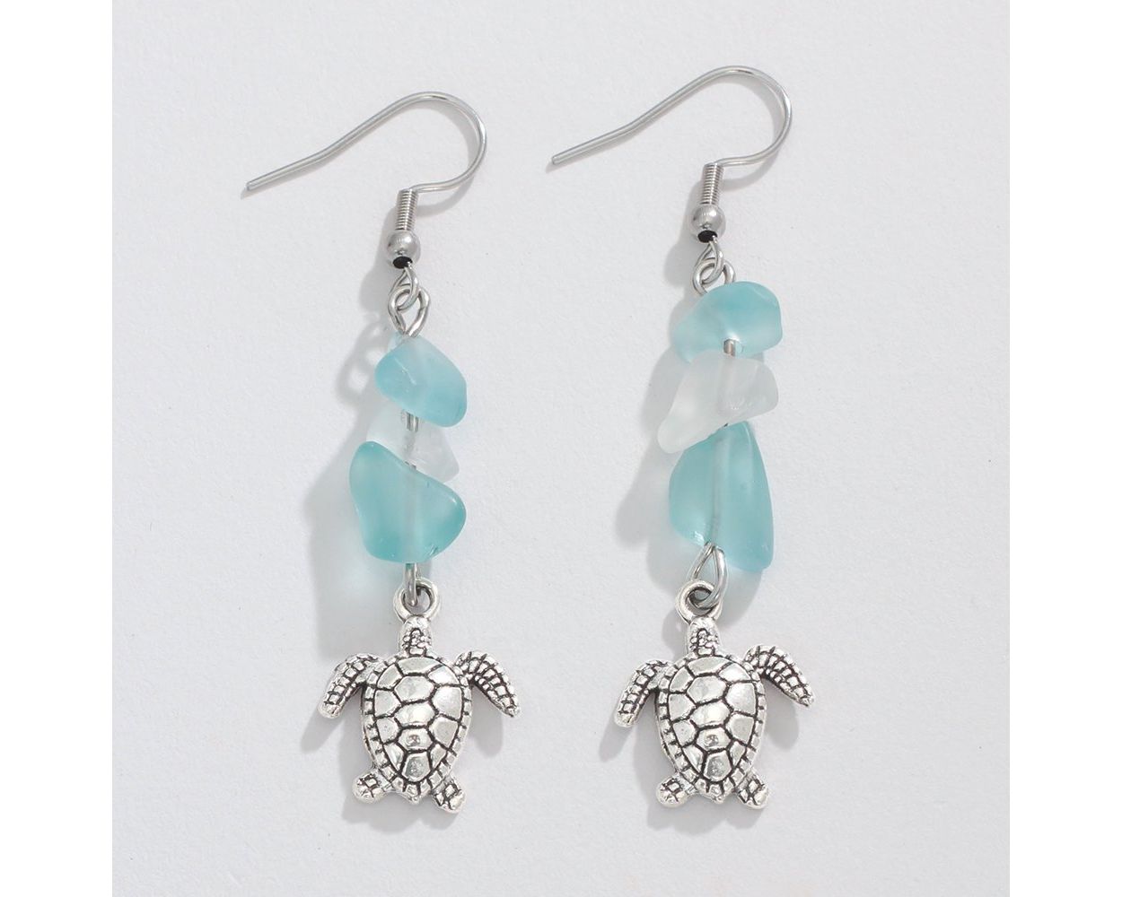 Seaglass Drop Turtle Earrings (PBB)